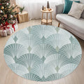 Green Abstract Line Art Area Rug – Modern Minimalist Floor Mat