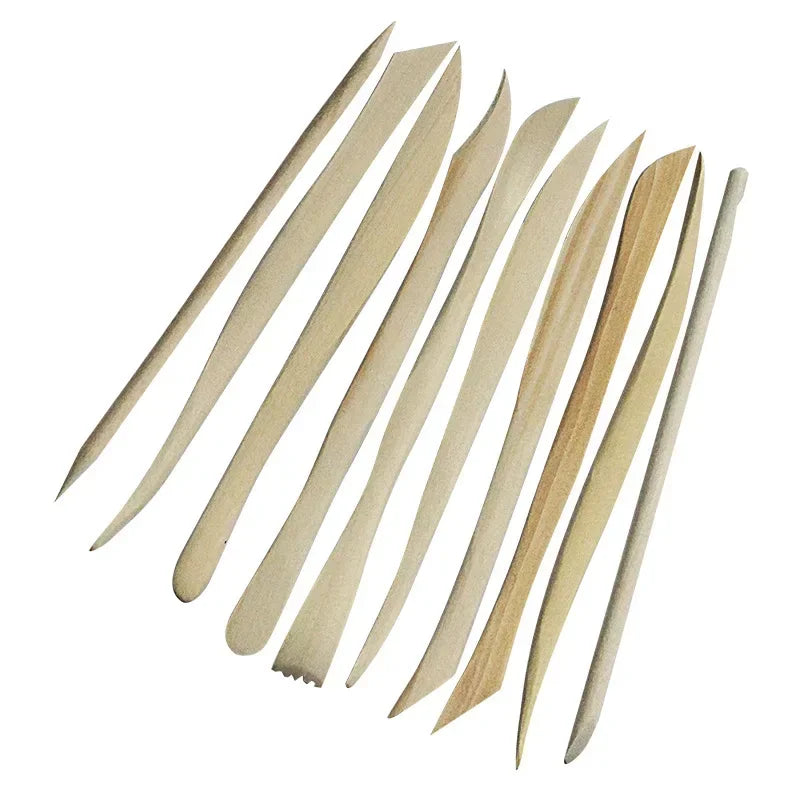 10-Piece Wooden Clay Sculpting & Carving Tool Set