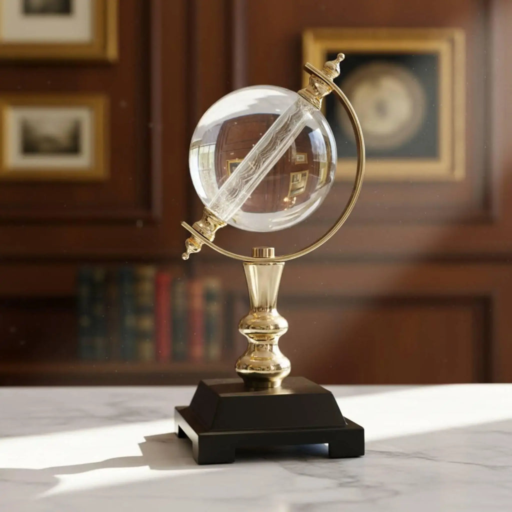 Crystal Globe Ornament – Transparent Glass Sphere Decor