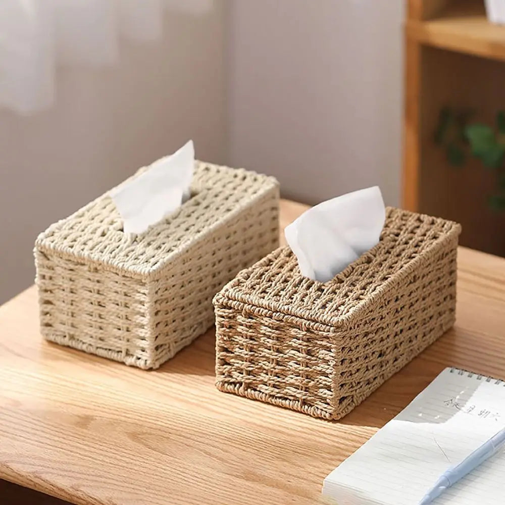 Rattan Woven Tissue Box | Vintage Napkin Holder for Home