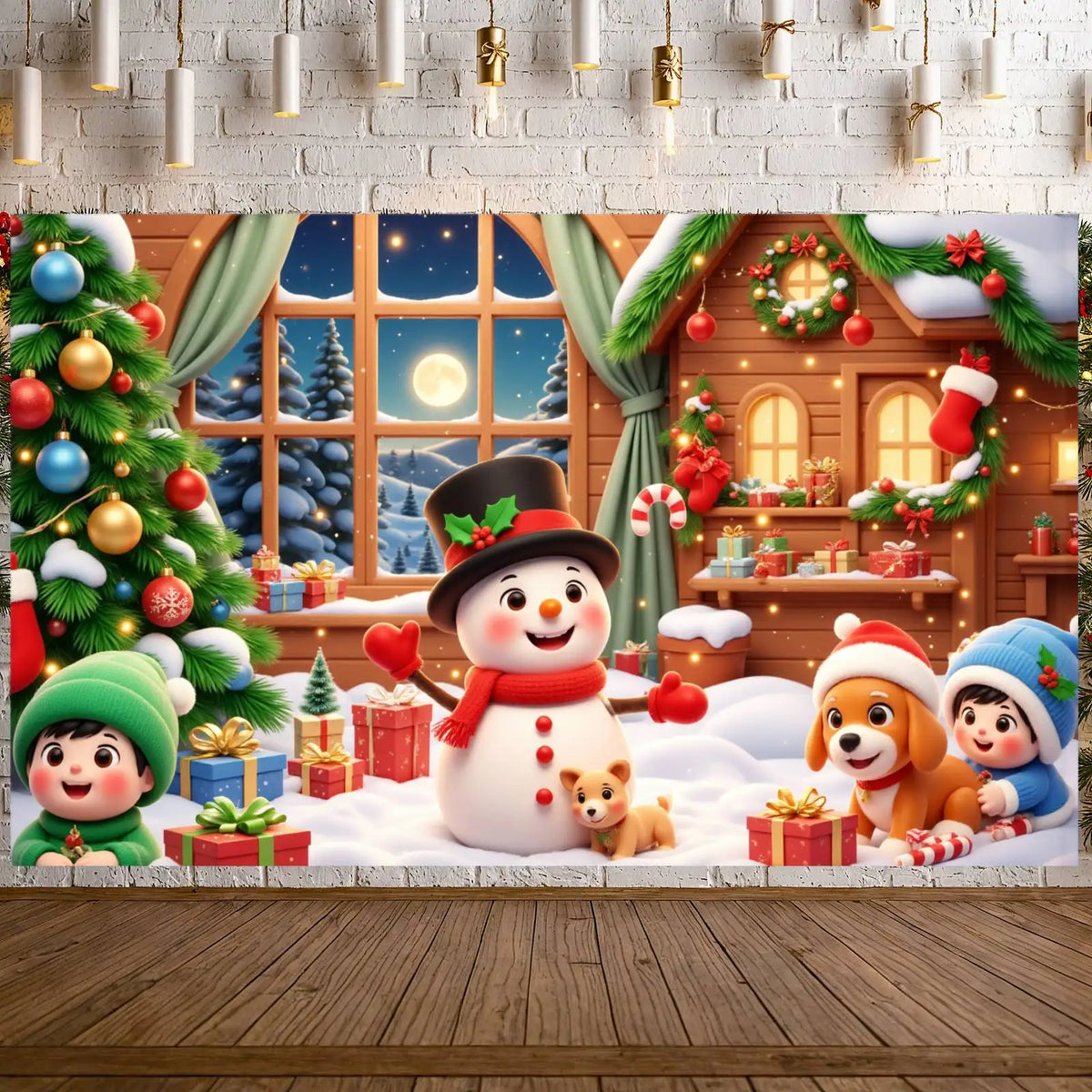 Snowman Christmas Banner – Winter Party Backdrop 180x110cm