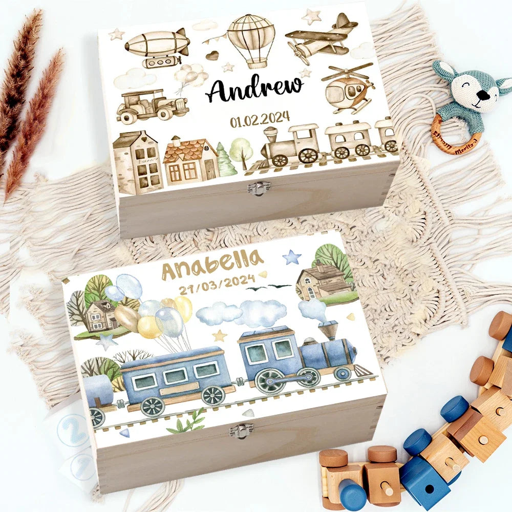Personalized Baby Wooden Memory & Keepsake Box – Birth Stats