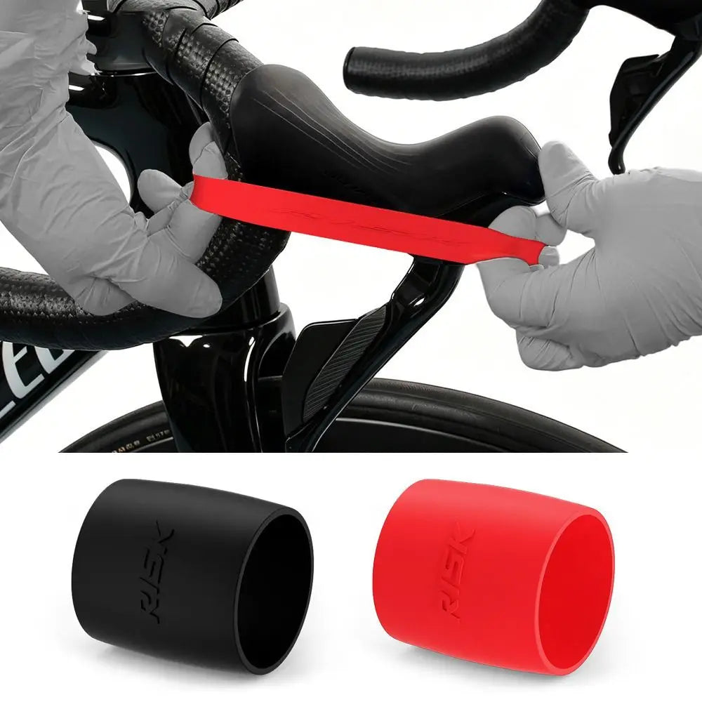 2-Pack Silicone Bicycle Handlebar Fixing Rings – Black & Red