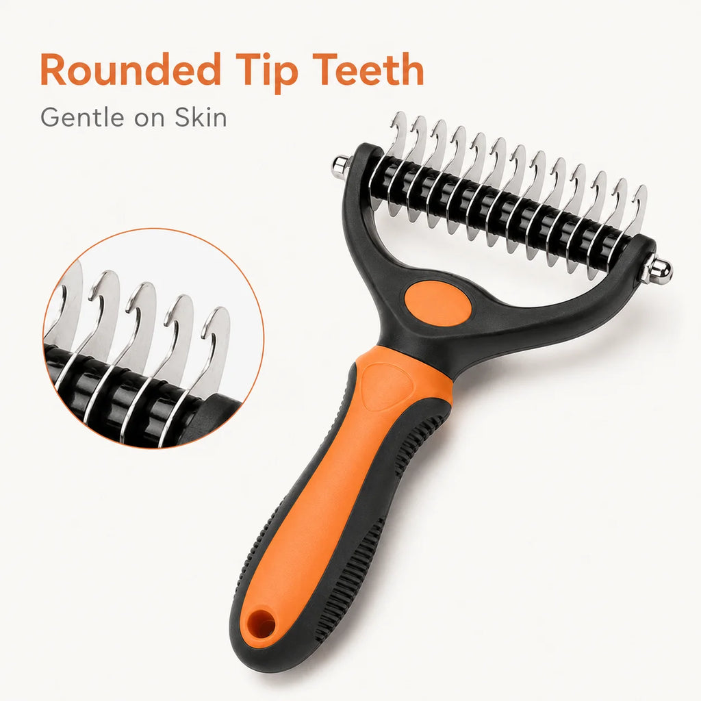 2-in-1 Pet Grooming Rake – Dematting & Deshedding Tool