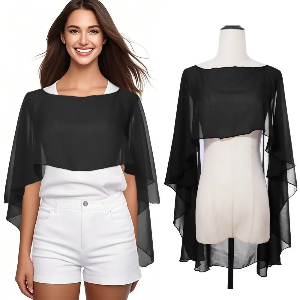 Women's Chiffon Shawl Wrap – Lightweight Wedding Cape & Scarf