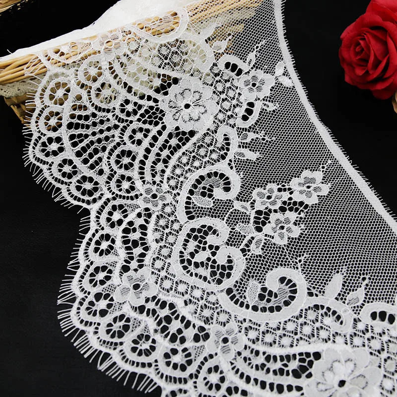 3-Meter Eyelash Lace Fabric 20cm – Wedding Sewing Decoration