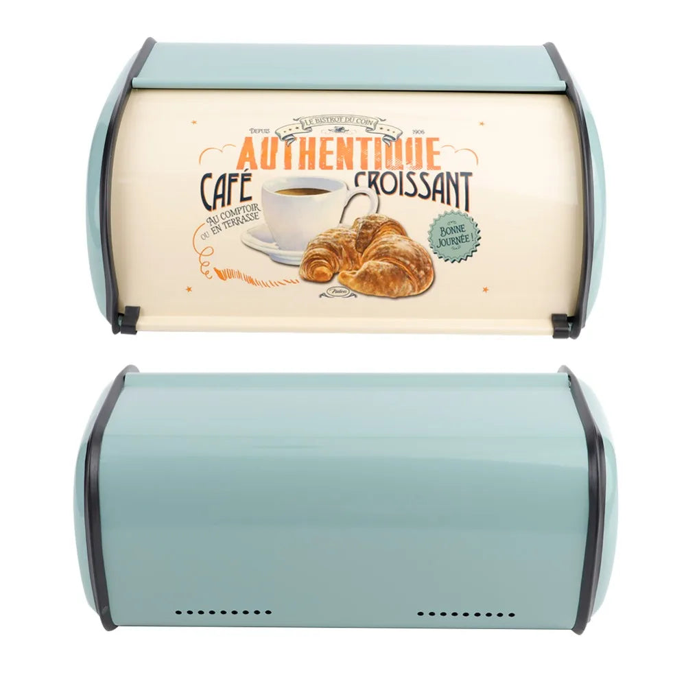 Large Metal Roll Top Bread Box – Red or Blue | 4.5L Kitchen