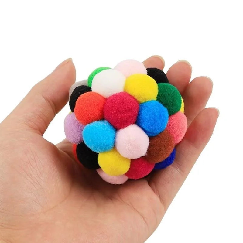 Interactive Plush Bouncy Ball Cat Toy – Colorful Yarn Teaser