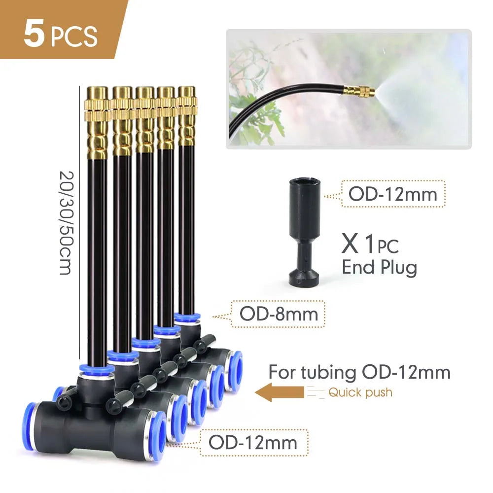 Flexible Brass Misting Nozzle Kit 20/30/50cm – DIY Cooling Spray