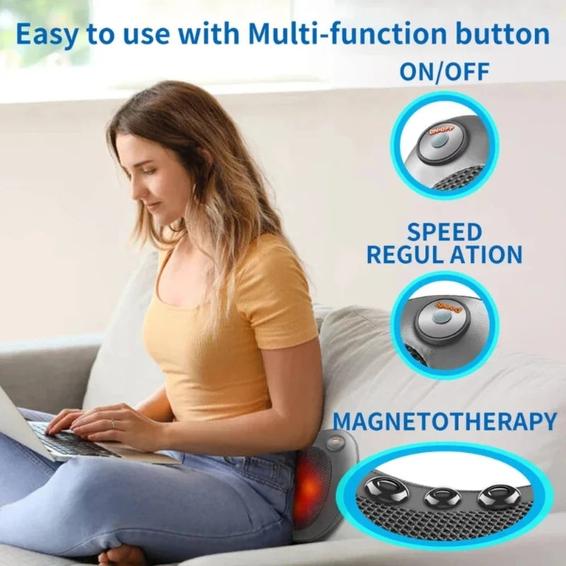 U-Shaped Shiatsu Neck & Back Massage Pillow with Heat