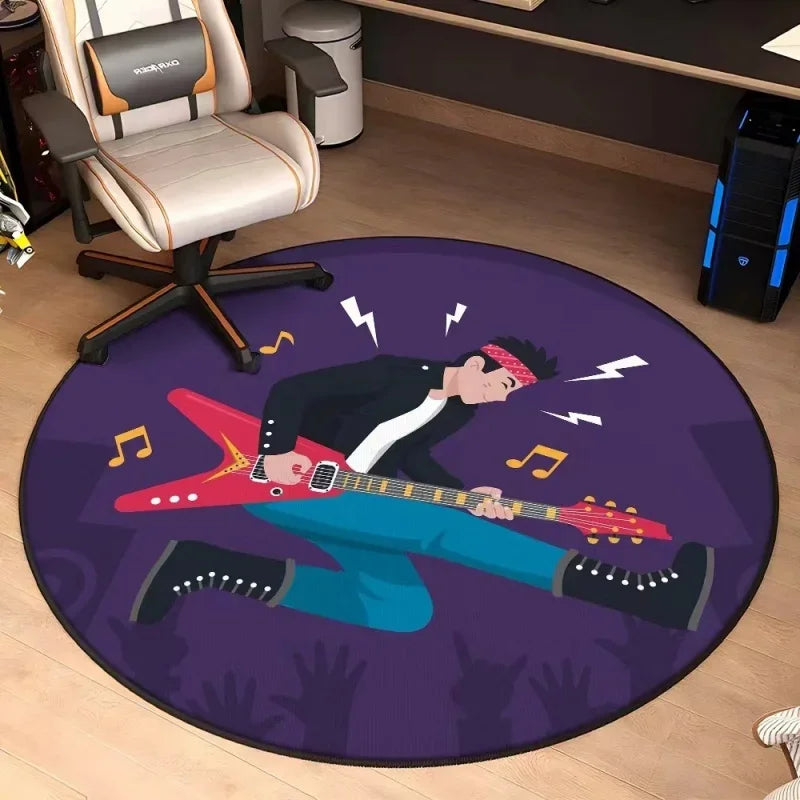 Vinyl Record Tree of Life Round Rug – Music Art Floor Mat