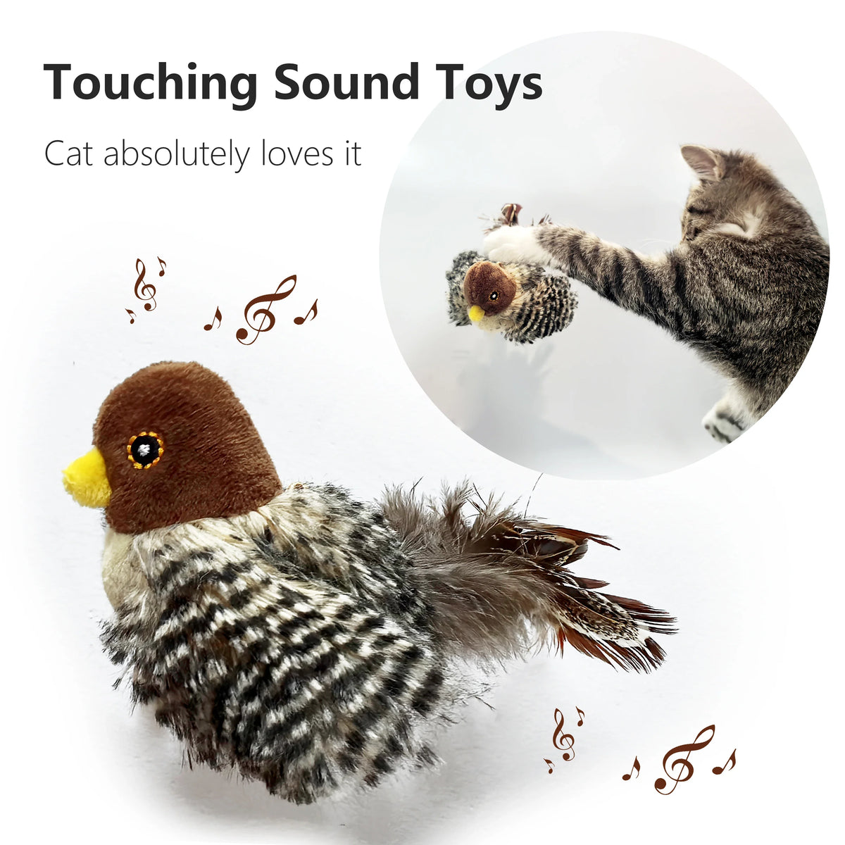 Electric Bird-Chirping Plush Cat Toy – Feather Teaser