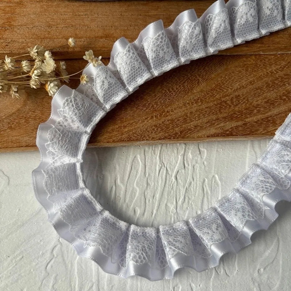 3-Meter Pleated Ruffled Lace Ribbon Trim – Sewing & Crafts