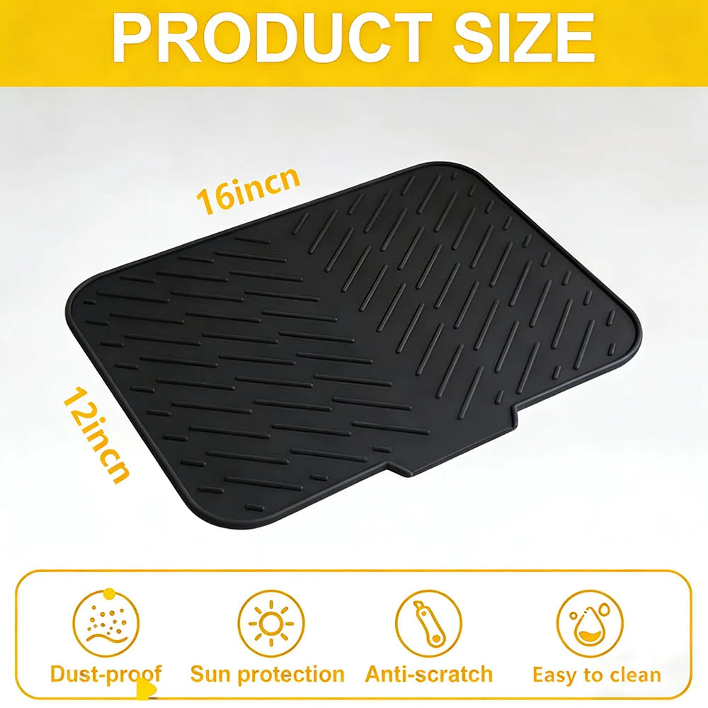 Silicone Sloped Drain Mat – Non-Slip Dish Drying Pad for Kitchen