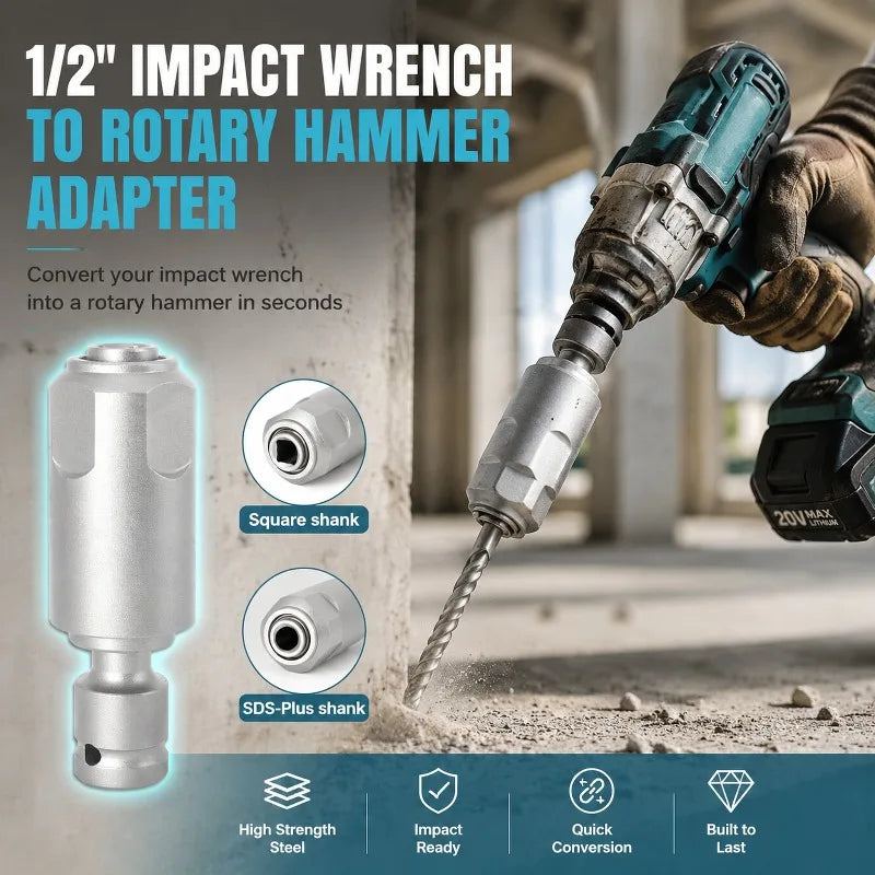 SDS-Plus & Square Adapter – Impact Wrench to Electric Hammer
