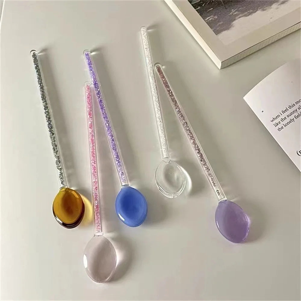 Glass Long Handle Coffee & Dessert Spoon | Borosilicate