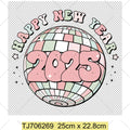Hello 2025 Happy New Year Iron-On Heat Transfer Patch
