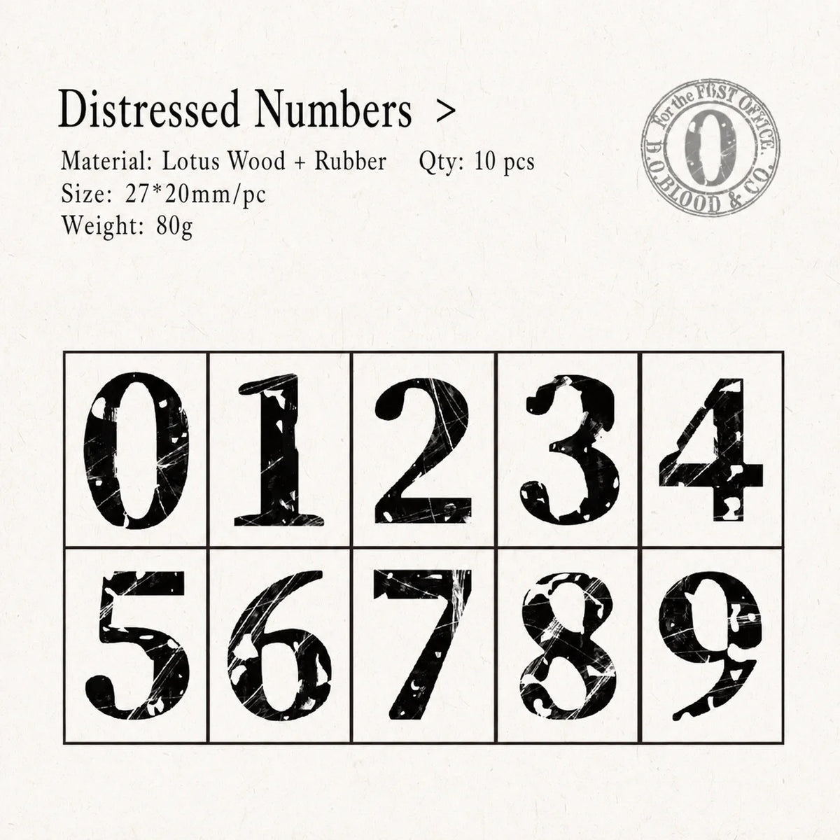 Vintage Broken Style Wooden Rubber Stamp Set – Letters & Numbers