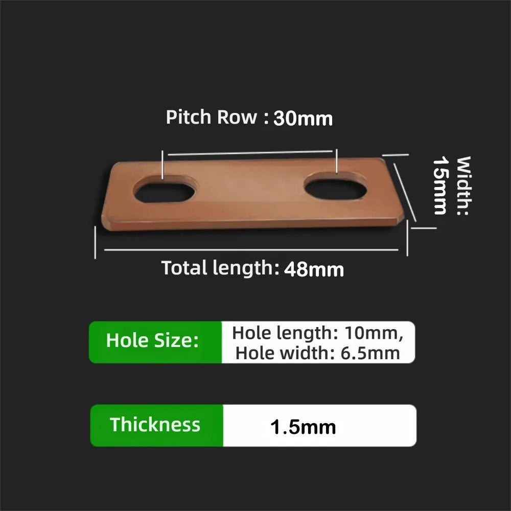 Copper Battery Busbar Connector M6 | 30Ah–300Ah Lithium
