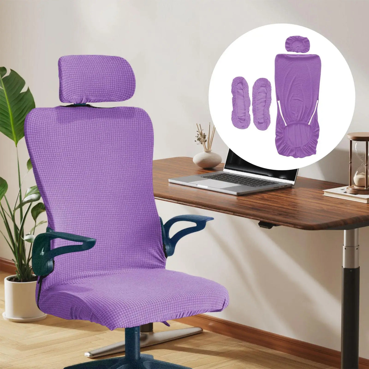 Universal Office Chair Cover Set – Headrest & Armrest Slipcovers