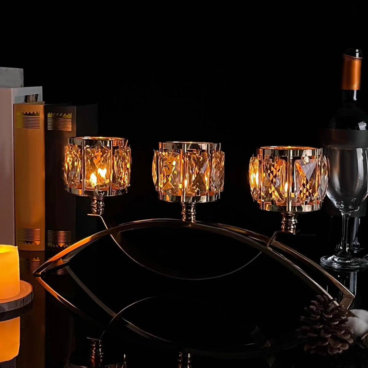 3-Arm Iron Tealight Candelabra | Votive Candlestick Stand