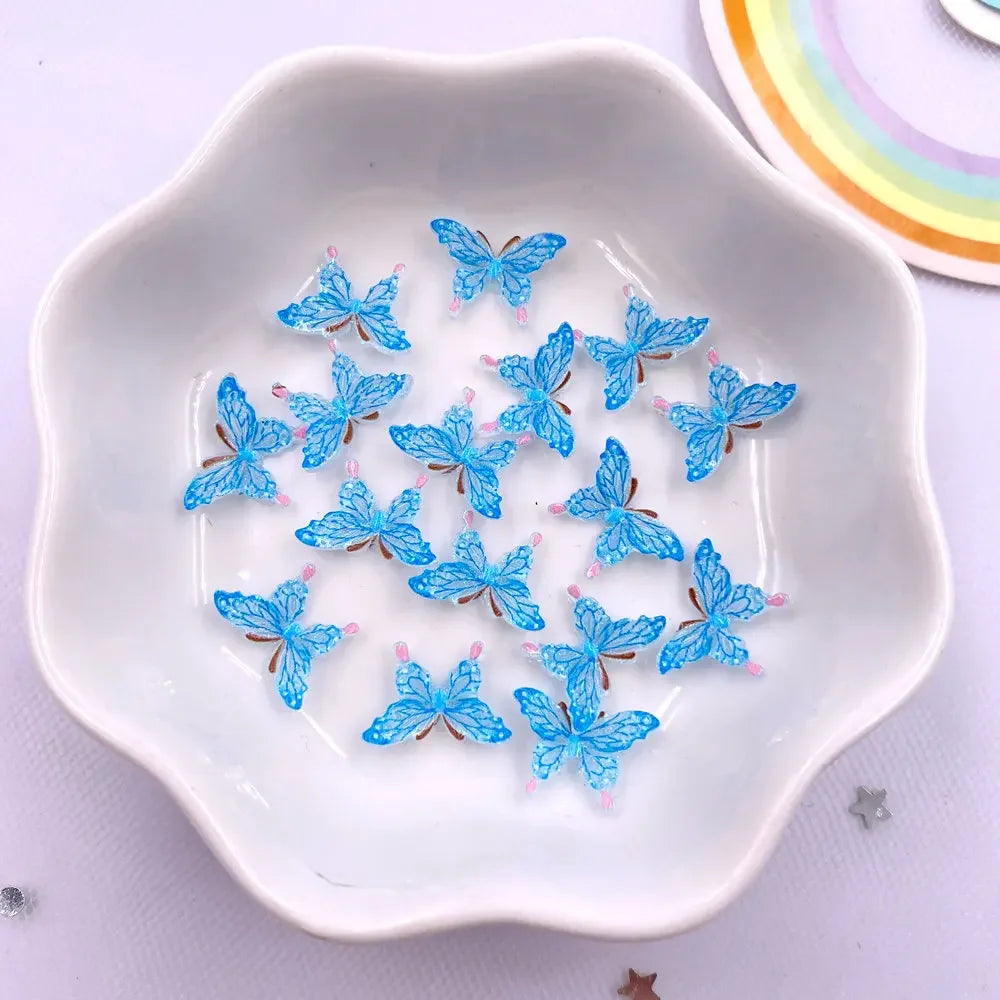 50pcs Glitter Resin Butterfly Flatback Rhinestones – DIY Nail Art