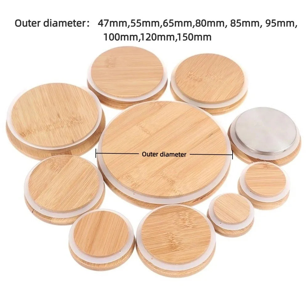 Reusable Bamboo Jar Lids with Silicone Seal – 85mm