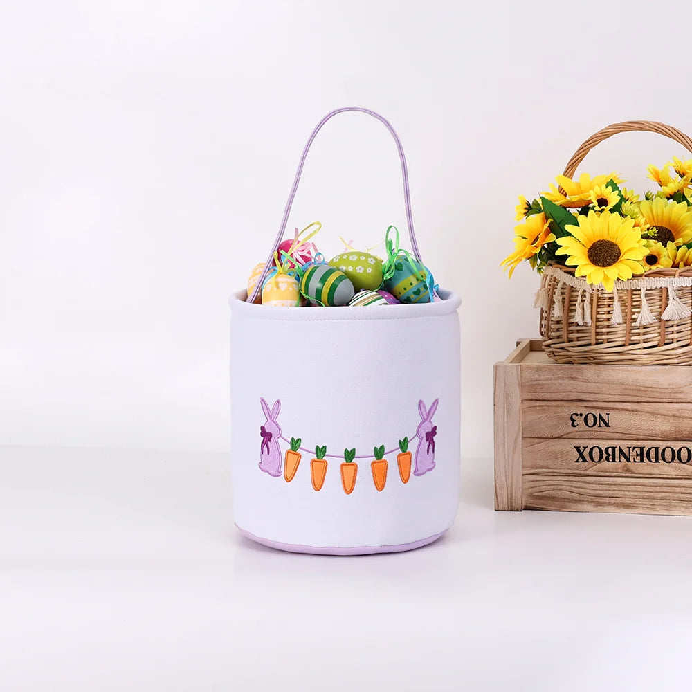 Easter Canvas Tote Bag – Bunny Egg Hunt & Candy Gift Basket