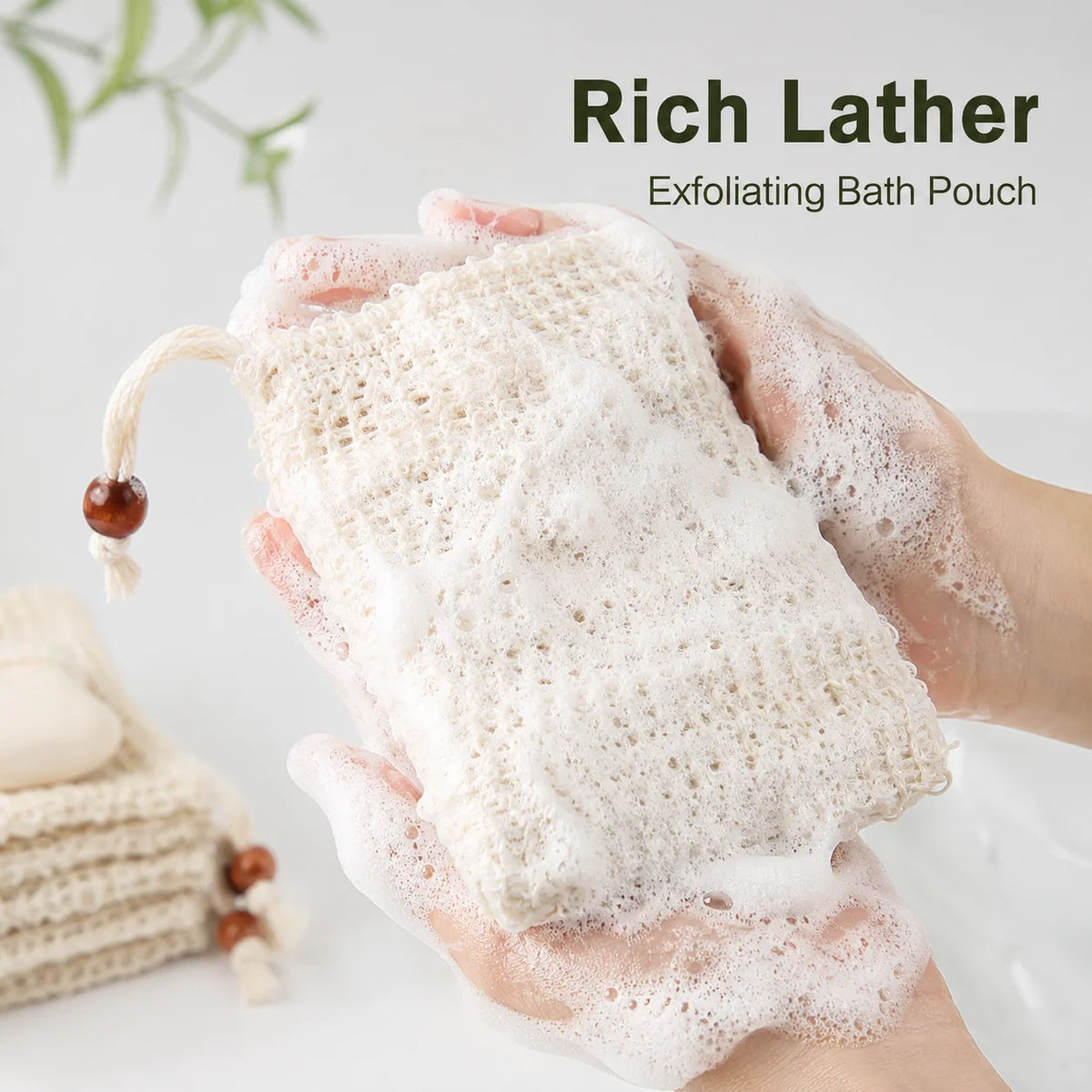 4-Pack Natural Sisal Soap Saver Bags – Exfoliating Bath Pouches