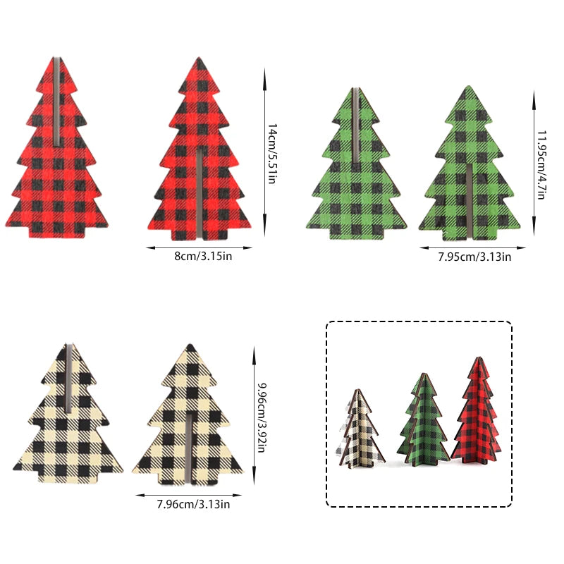 3-Piece 3D Wooden Christmas Tree Decorations | Holiday Crafts