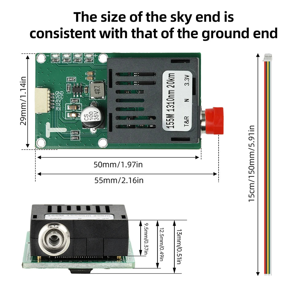 TTL Fibre Optic Transceiver Module for Drones – 20/40/60 km