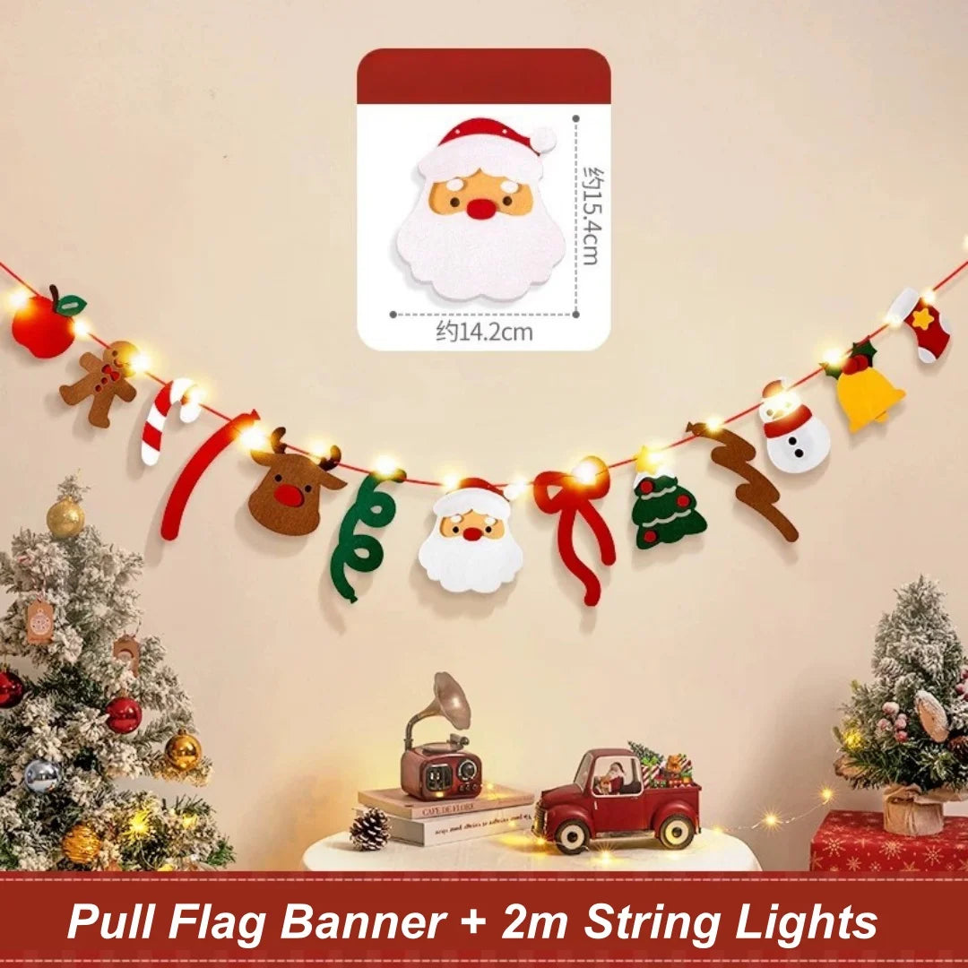 DIY Christmas Pull Flag Banner with LED Lights – Holiday Décor