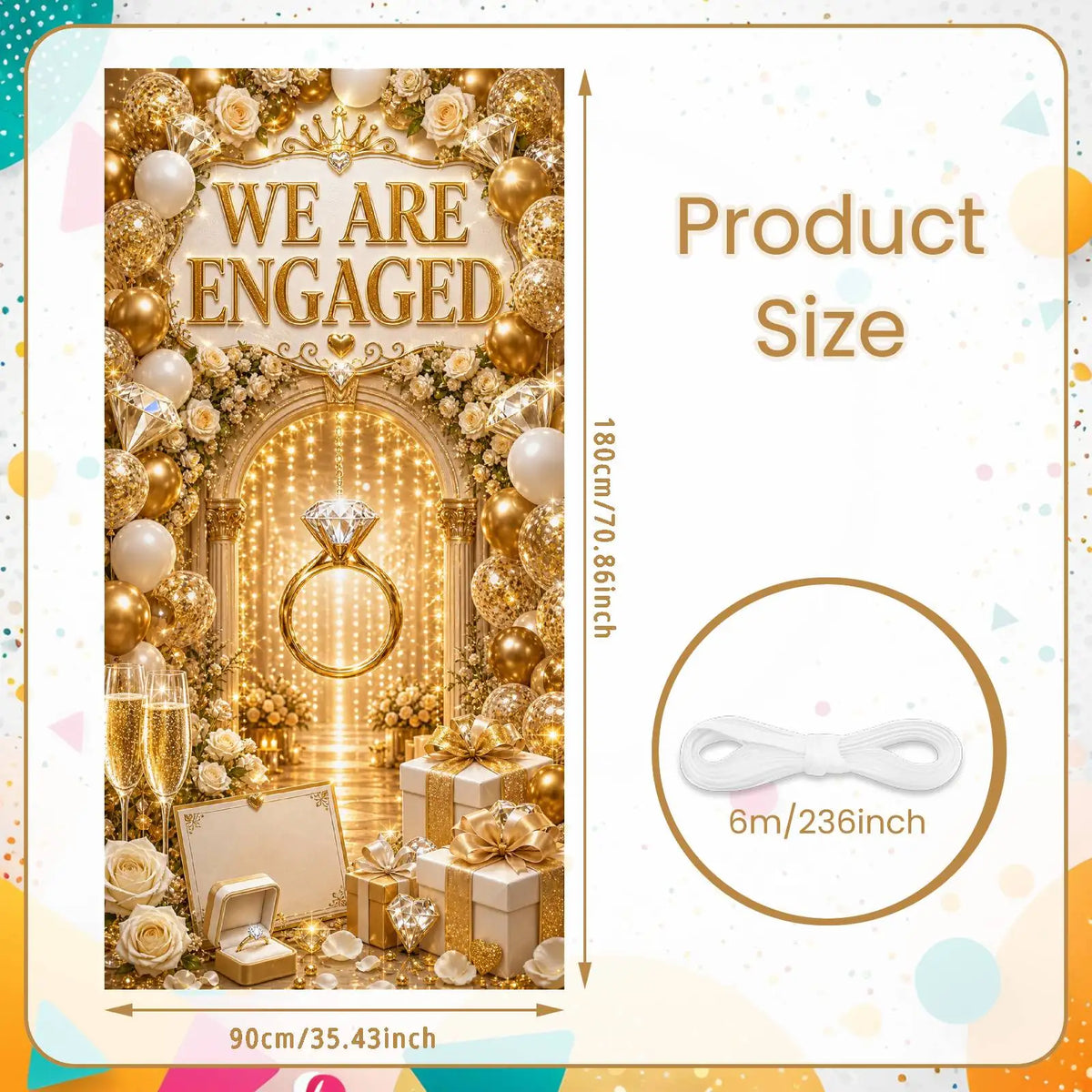 Sparkly "We Are Engaged" Banner – Engagement Photo Backdrop