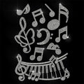Rhinestone Iron-On Music Notes Patch – Large 11.6×8.2" Appliqué