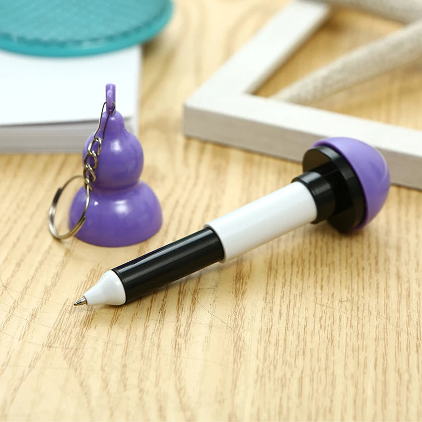 Gourd Shape Novelty Ballpoint Pen with Key Ring – Kids Gift