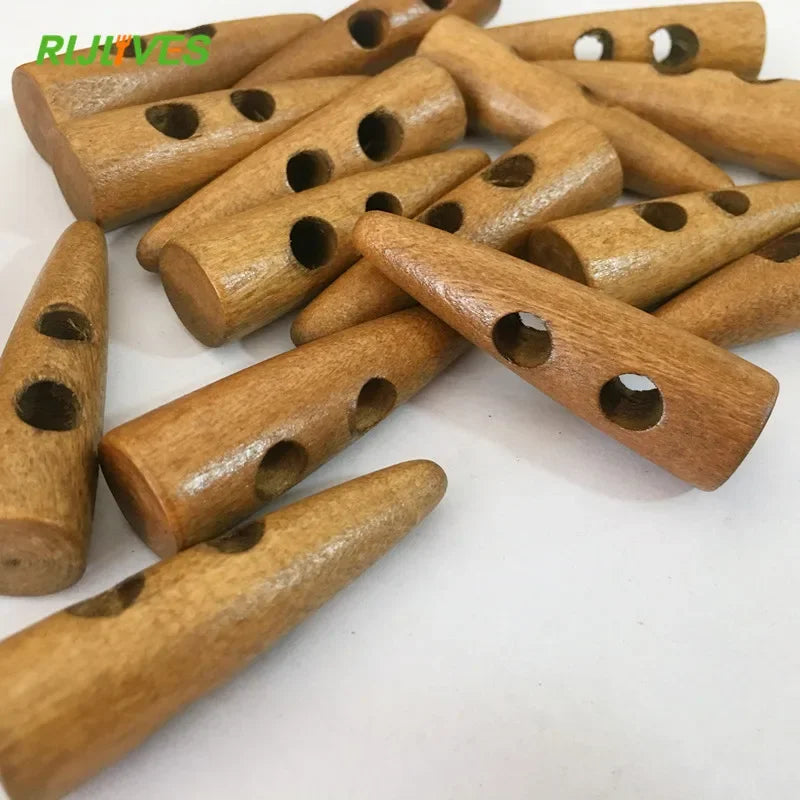 Oval Natural Wood Buttons for Sewing & Scrapbooking – 25 Pack