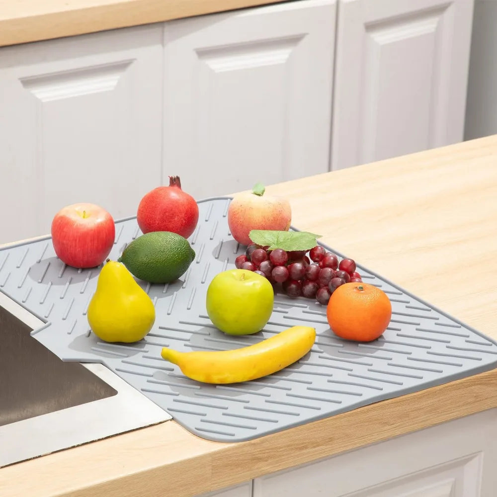 Silicone Sloped Drain Mat – Non-Slip Dish Drying Pad for Kitchen