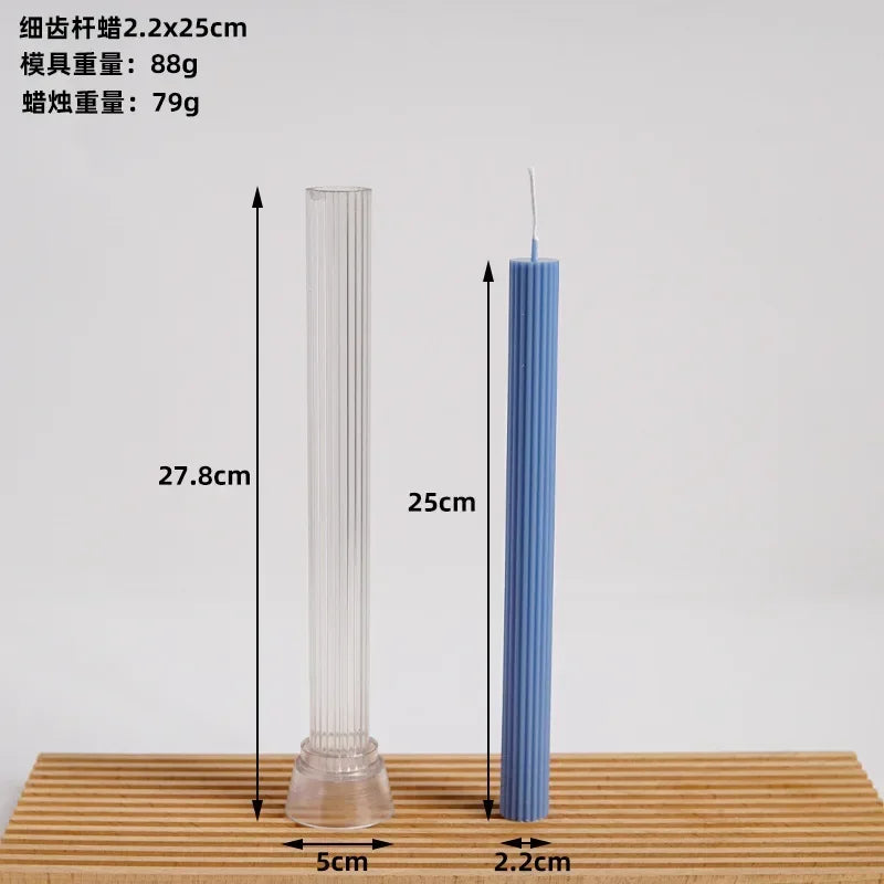 Vertical Stripe Pillar Candle Mould – DIY Plastic Mold Kit