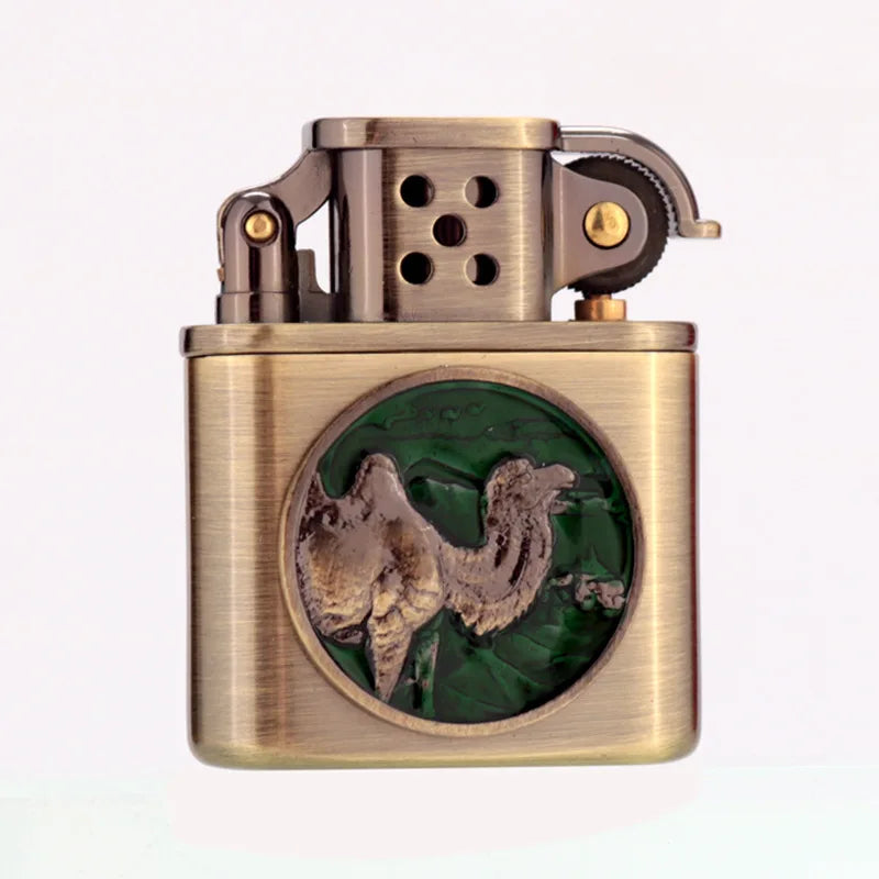 ZORRO Brass Windproof Fuel Lighter – Tiger & Camel Design