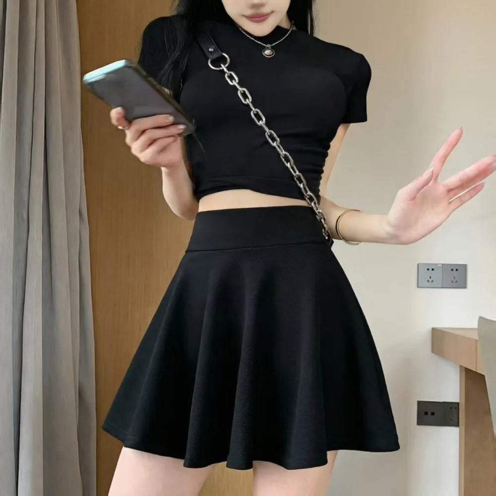 Women's Pleated Mini Skirt – Elastic Waist Casual Sun Skirt