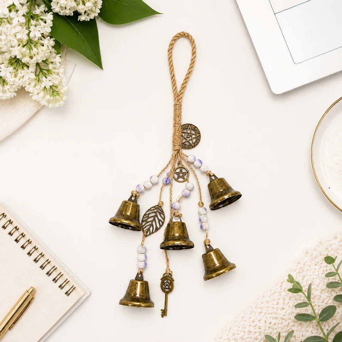 Hanging Metal Bell with Ice Beads – Home Protection Décor
