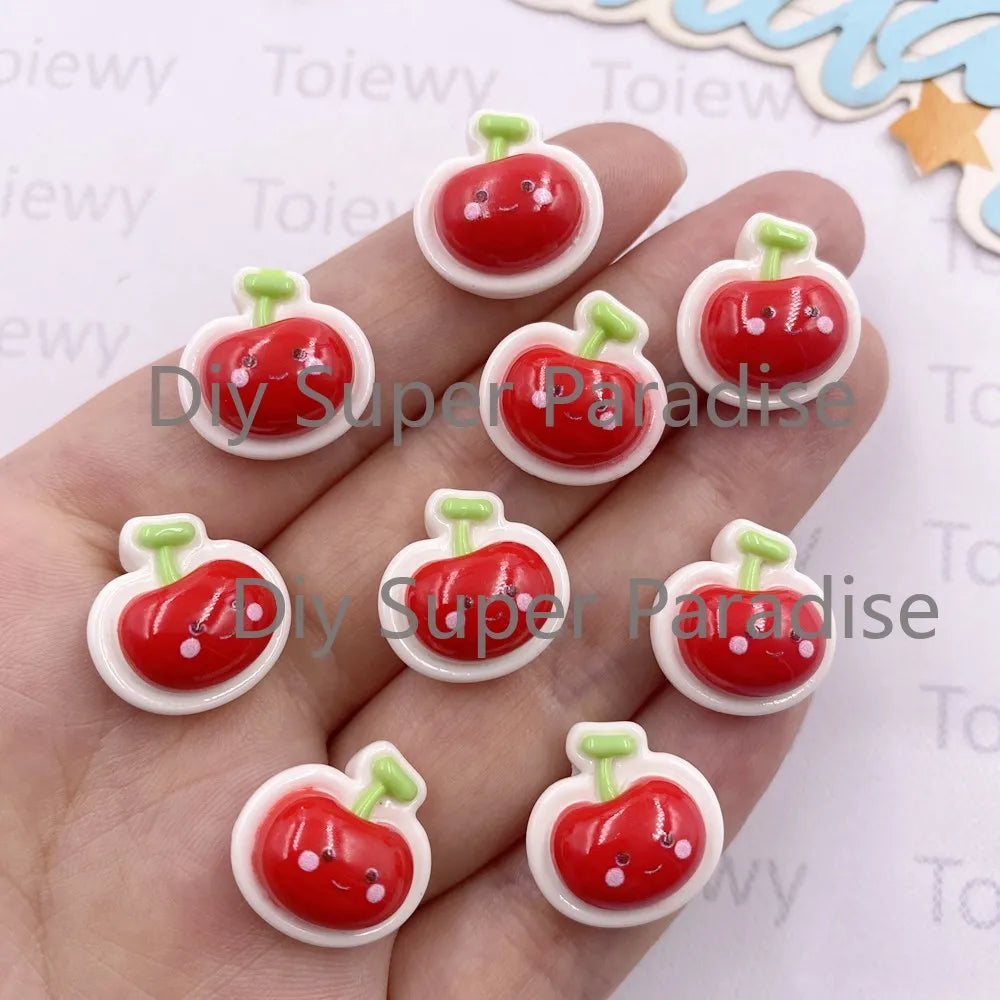 24pcs Kawaii Bow Cherry Resin Flatback Cabochons – DIY Crafts