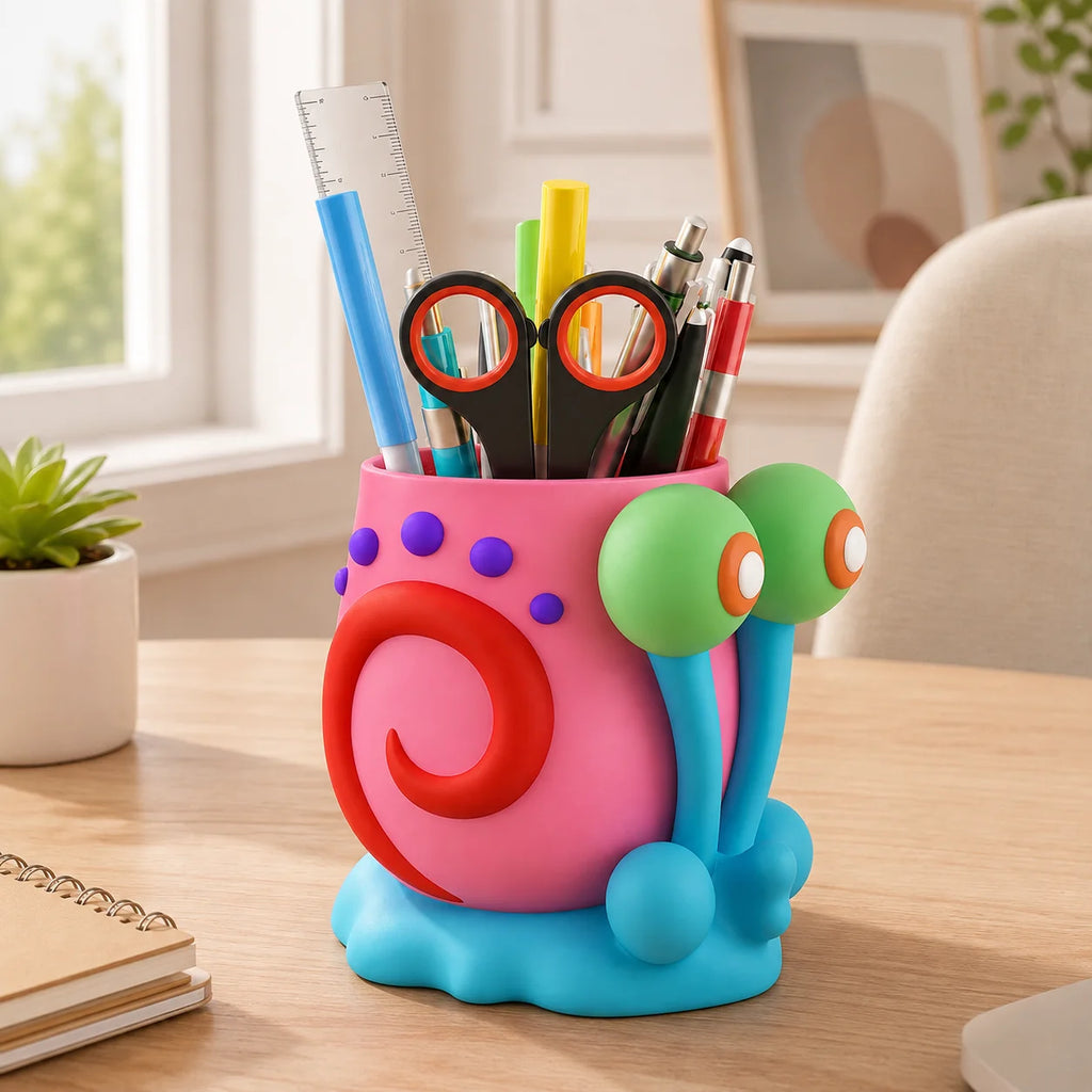 Cute Cartoon Snail Pen Holder | Kids Desktop Pencil Organizer