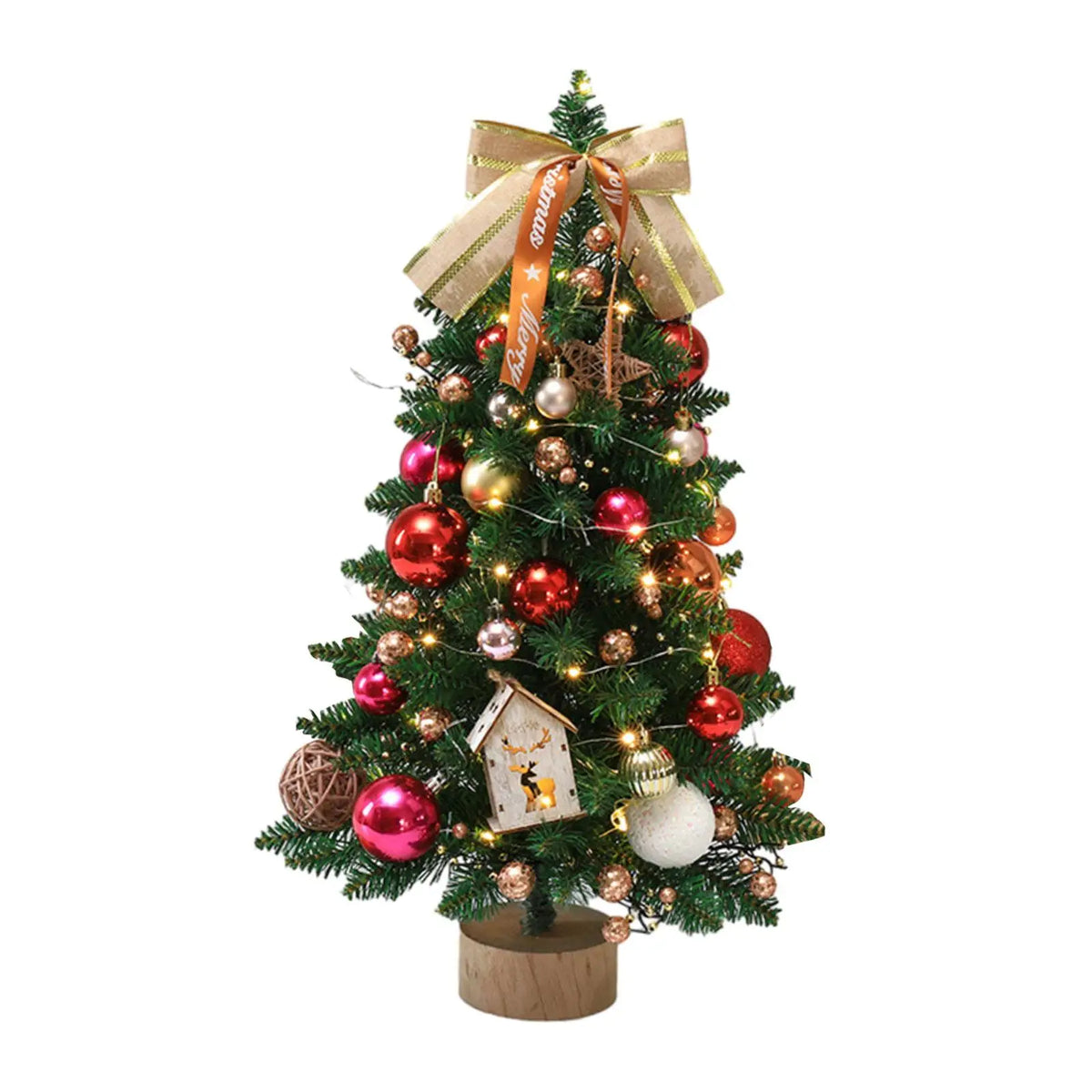 Kesoto Mini Tabletop Christmas Tree with LED Lights & Ornaments