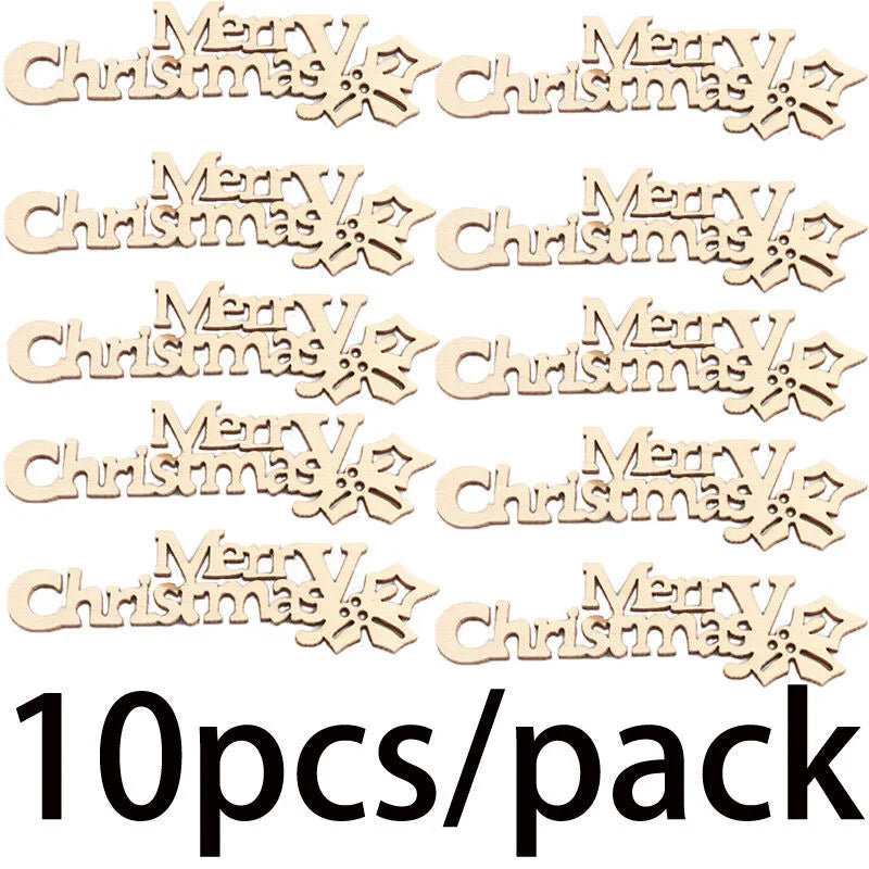Wooden Merry Christmas Pendants Set of 10 – DIY Tree Ornaments