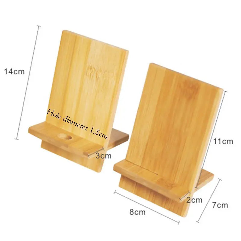 Bamboo Phone Stand – Desktop Holder with Charging Hole