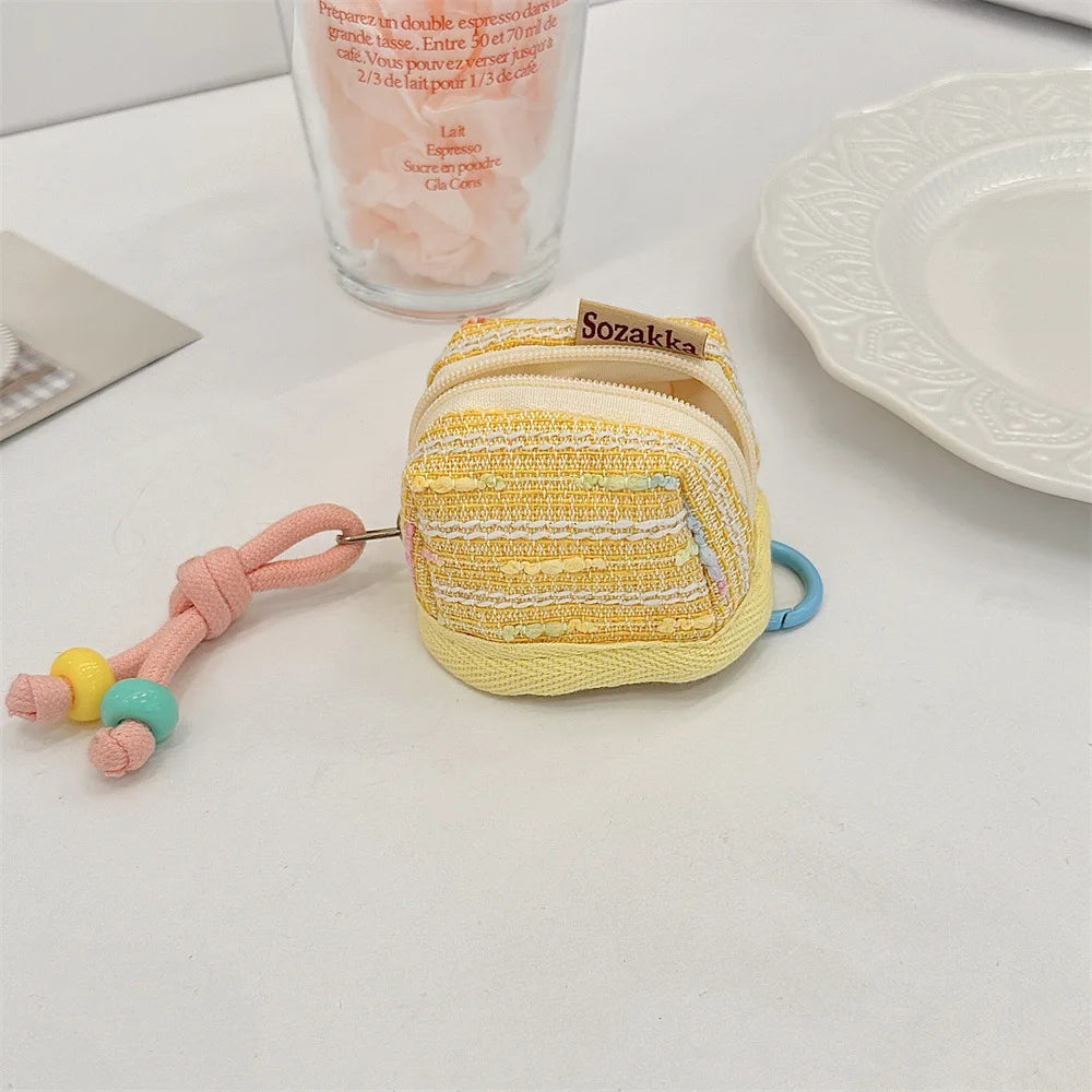 Cute Tweed AirPods Case – Soft Fabric Earbuds Storage Pouch