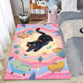 Non-Slip Kawaii Black Cat Area Rug – Washable Kids Room Mat