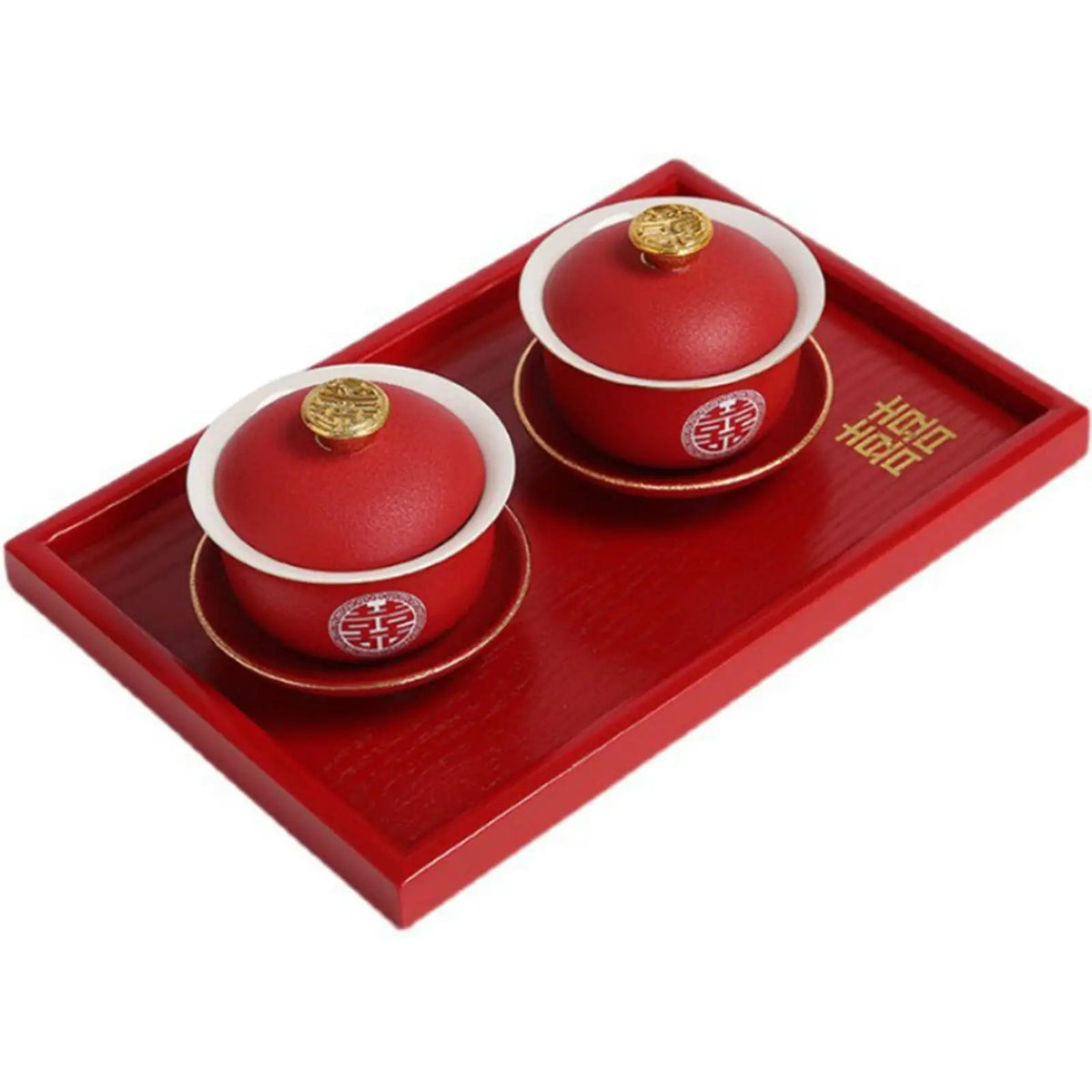 Xi Character Wooden Wedding Serving Tray | Happiness Decor