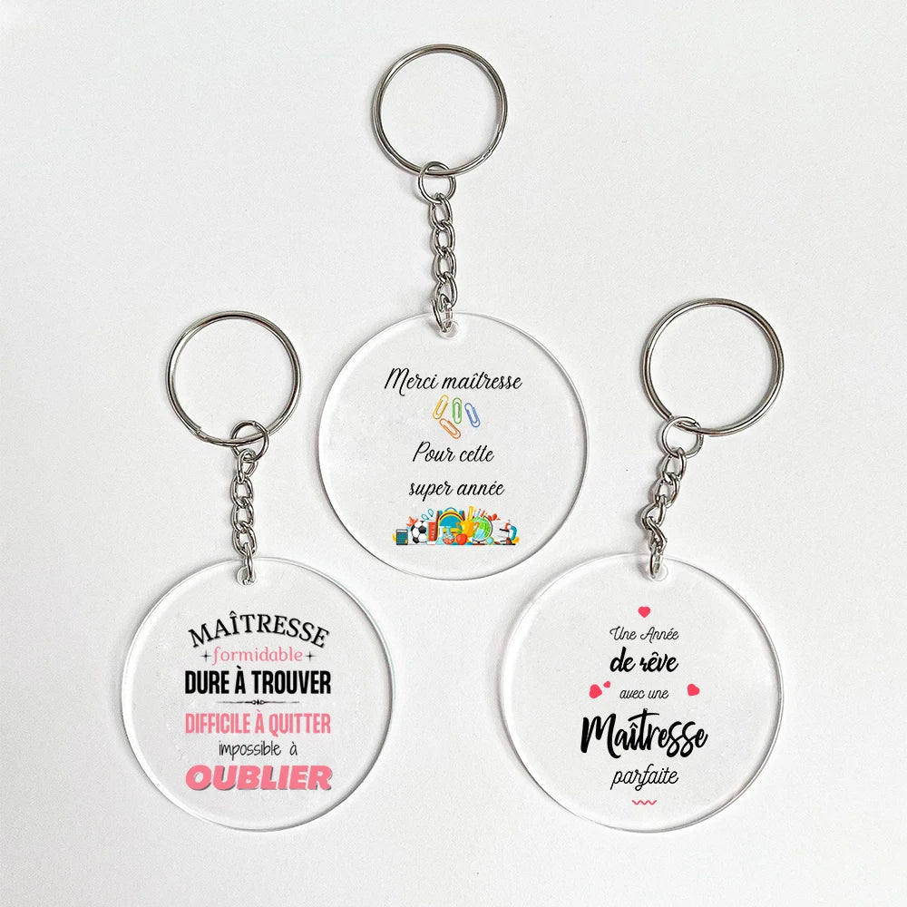 French Thank You Teacher Acrylic Keychain – Teacher's Day Gift
